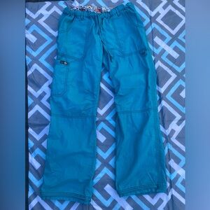 Women's Teal Koi Scrub Pants - M